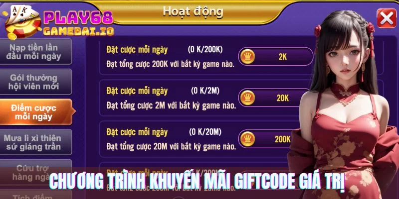 Phong phú chương trình khuyến mãi Giftcode giá trị cao